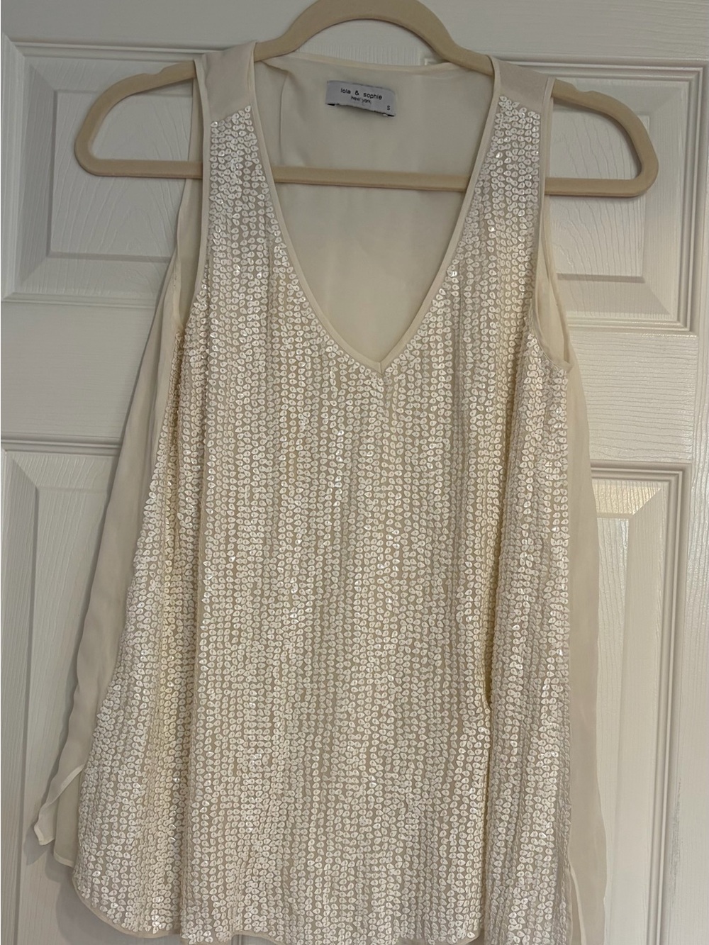Lola & Sophie Ivory Sequin V-Neck Camisole